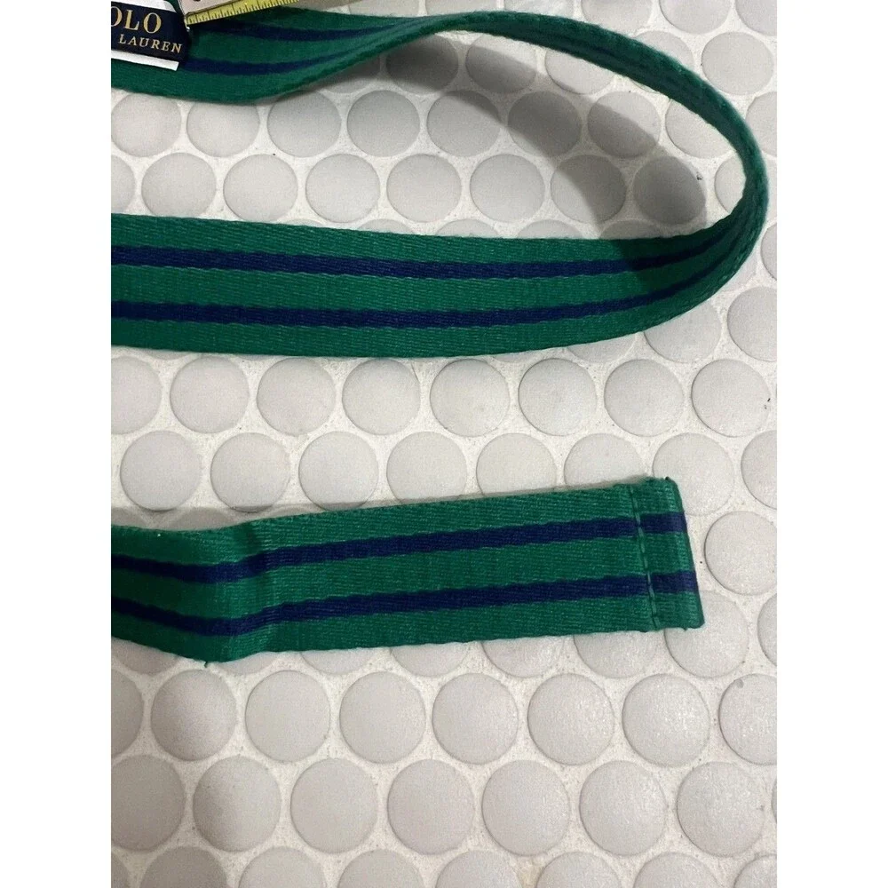 Polo Ralph Lauren 31” Boy Youth Striped Fabric Belt Navy Green Double D Buckle